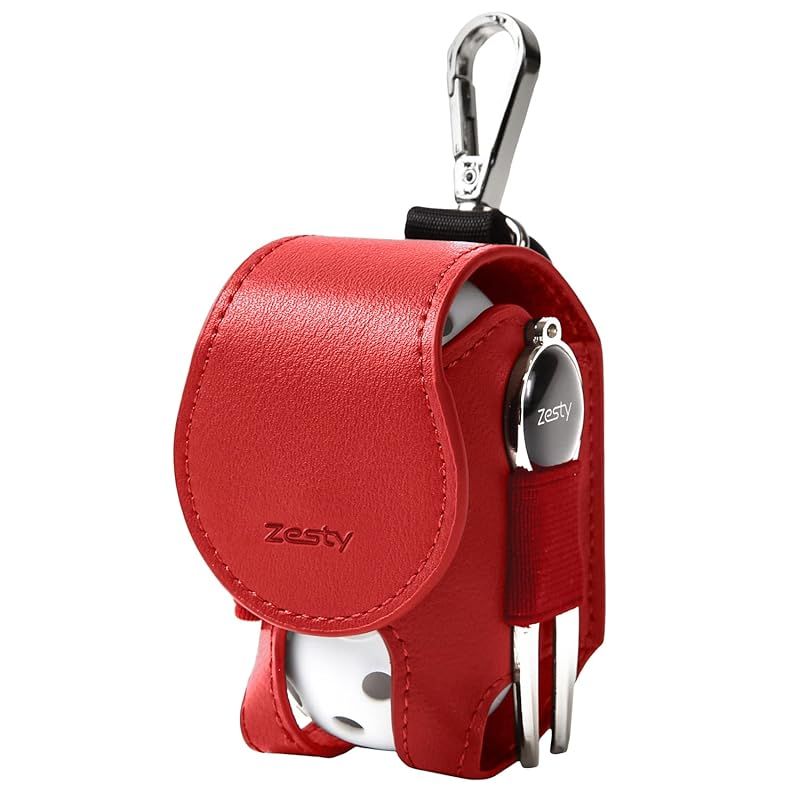 Zesty ゴルフボールケース 機能性にこだわるプレイヤーのゴルフ ボールポーチ ゴルフ用品 グリーンフォーク (レッド， 左腰装着タイプ) 0