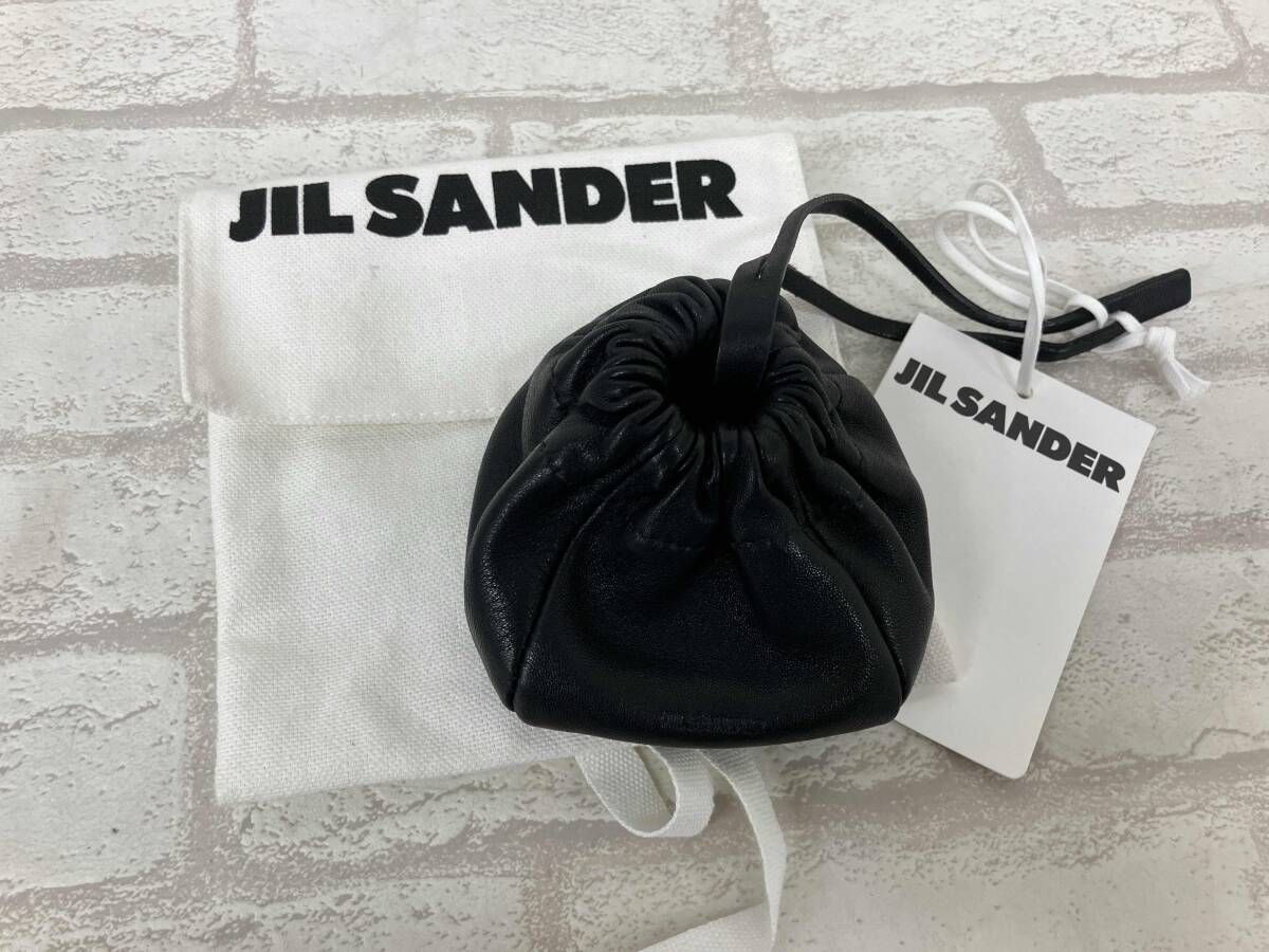 JIL SANDER RIPPLE POUCH BAG ジルサンダー ミニポーチ リップル 巾着 レザー ブラック