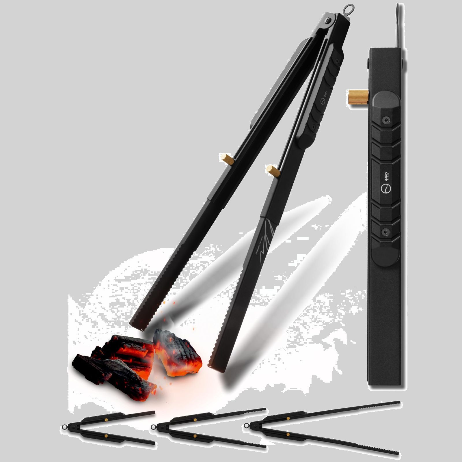新着商品 薪バサミ 炭バサミ トング 伸縮式 火バサミ アウトドア 焚き火 Camps キャンプ バーベキュー ステンレス製 ZEN ストッパー付 ブラック