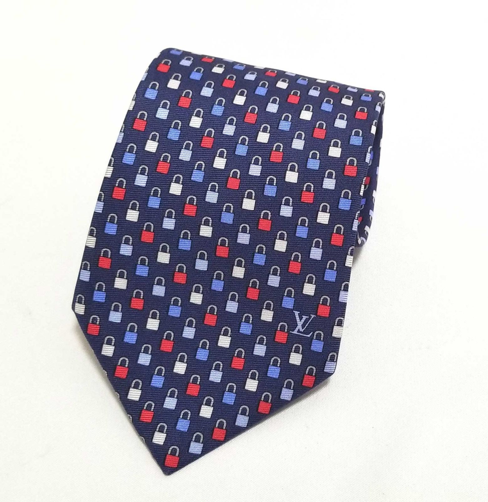 未使用保管品 バーバリーロンドン ネクタイ シルバー・青紺 ノバ