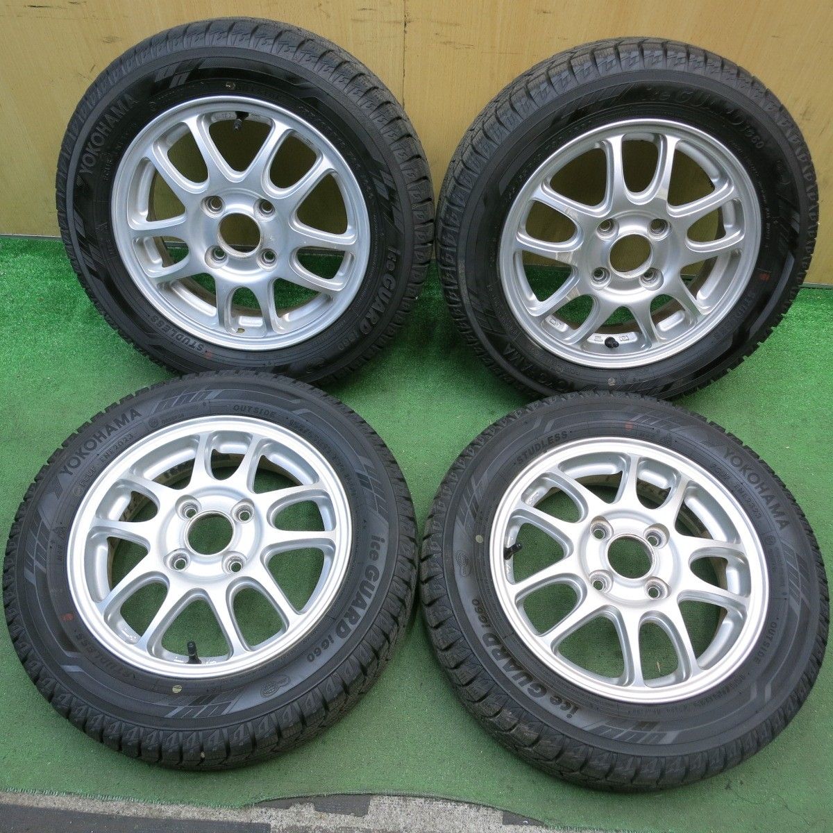 バリ溝 23年 9分 スタッドレス 155 65R13 ヨコハマ アイスガード iG60 社外 アルミ 13インチ PCD100 4H 5092803HAス