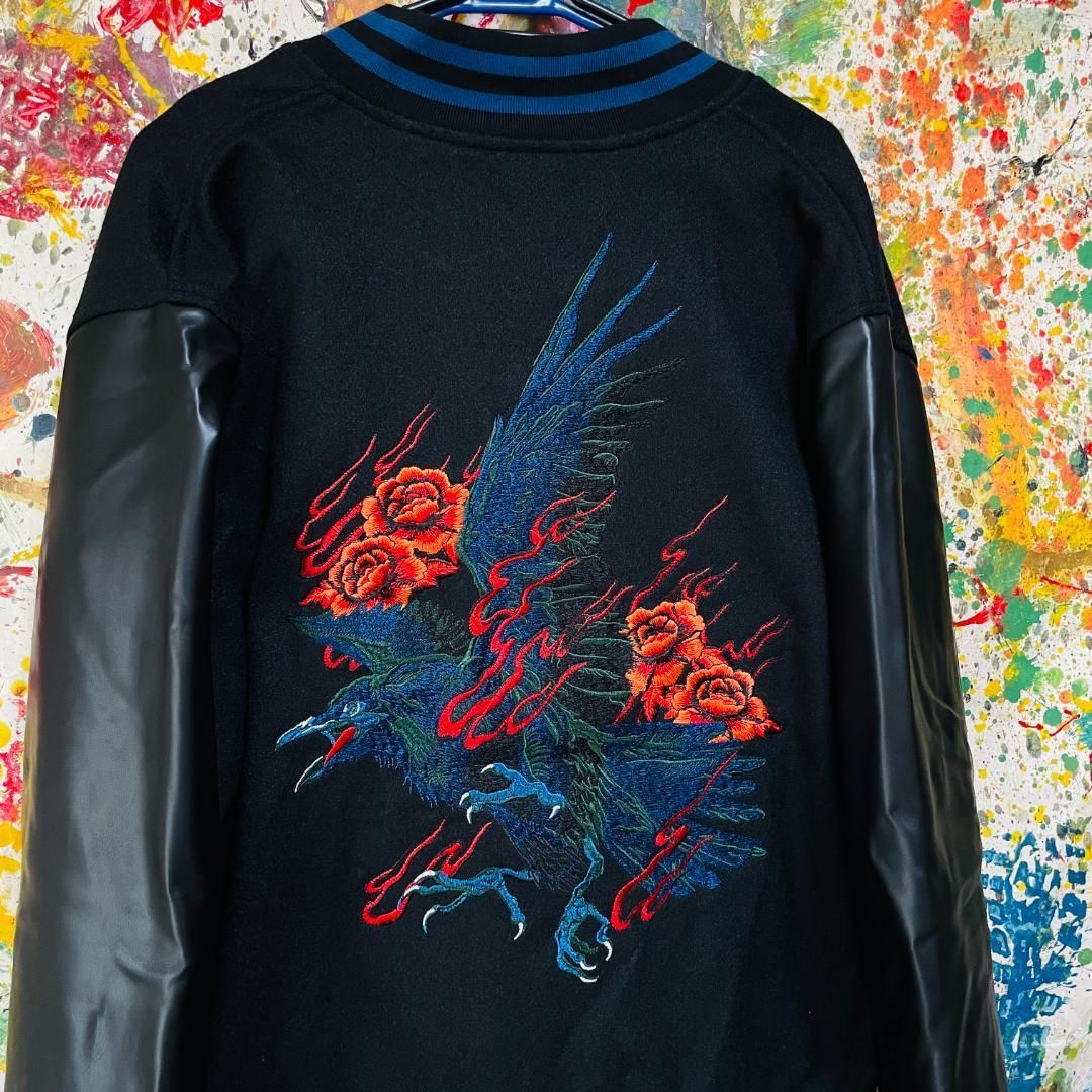 刺繍 カラス スタジャン ブルゾン アウター 新品 モード お洒落 メンズ  