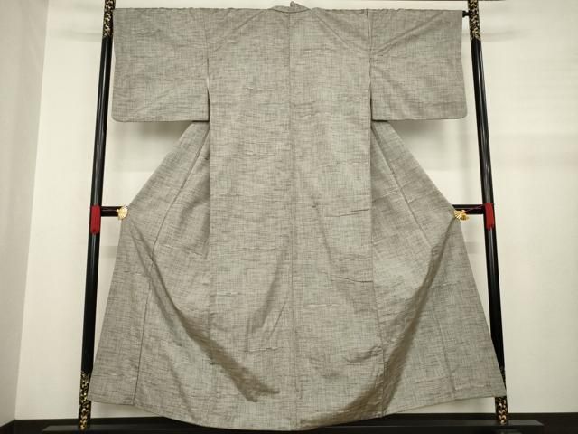 平和屋着物○上質な紬 段違い文 めがね織 正絹 逸品 AABA7924ck