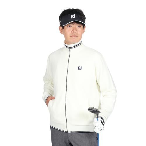 Size XL_Color ホワイト フットジョイ セーター ヘリンボーン柄 防風裏地付き 長袖フルジップセーター メンズ FJ-F24-M12 ホワイト