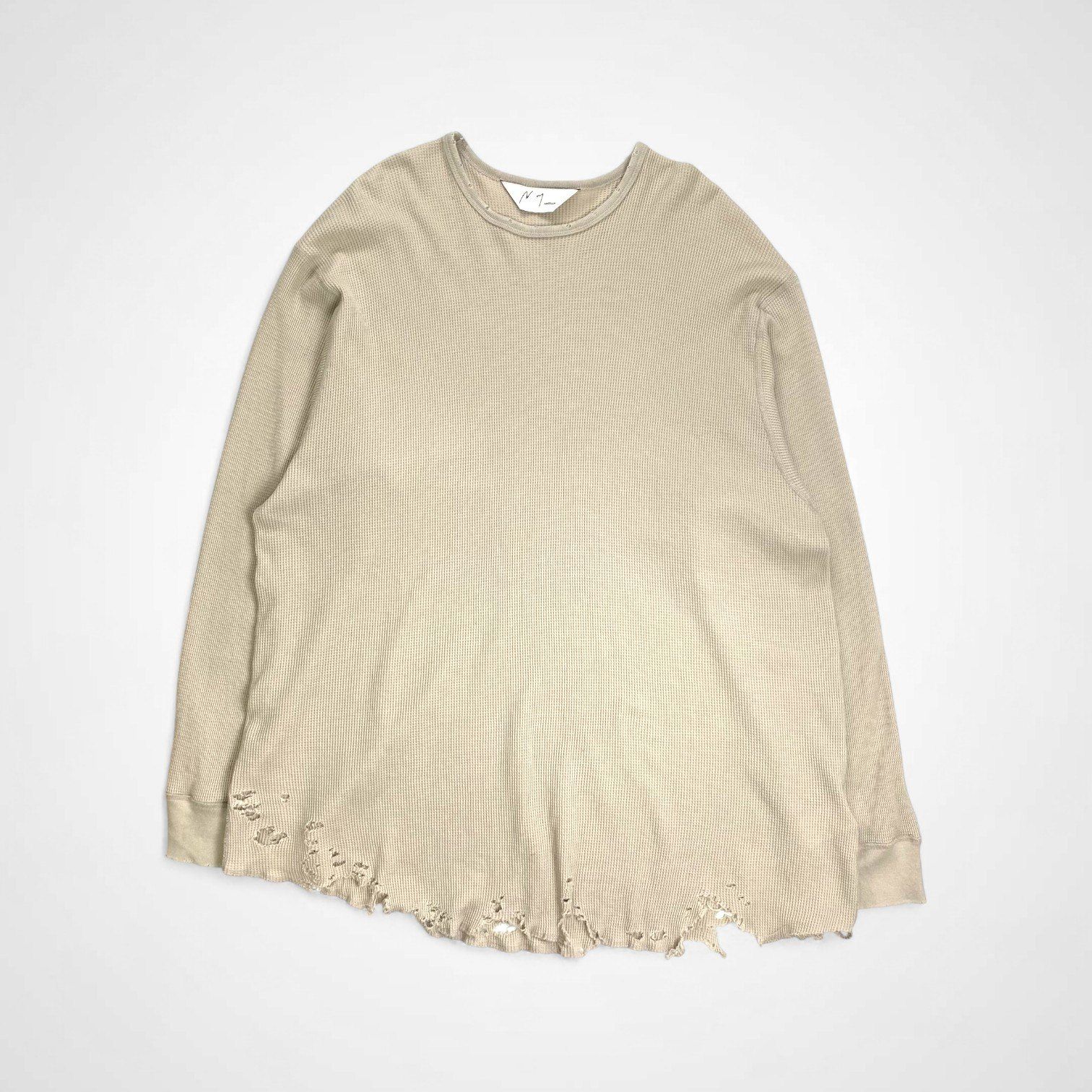 ANCELLM ダメージワッフル　25aw アンセルム 白 １ 25aw ANCELLM DAMAGE WAFFLE CREW T-SHIRT