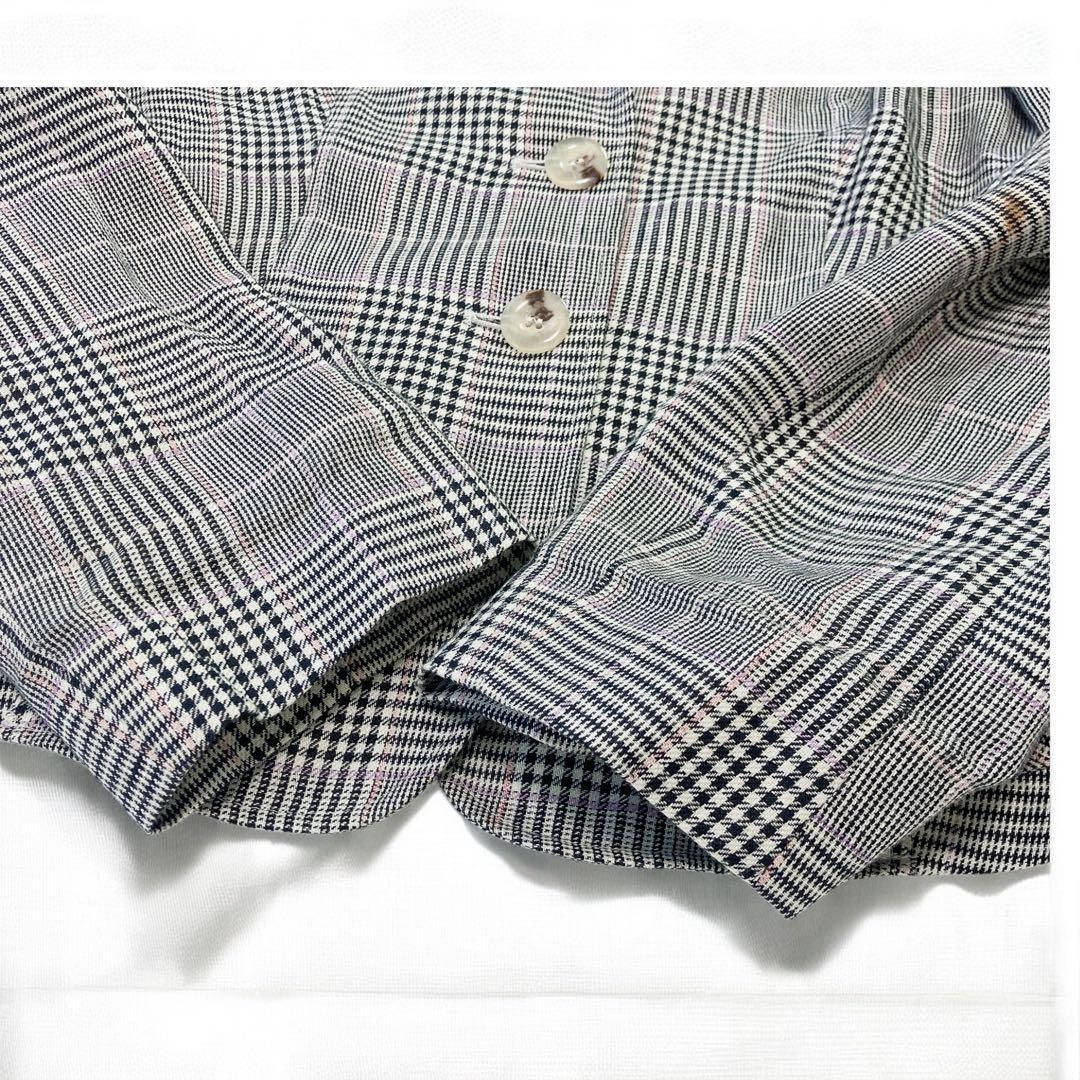 ジョルジオ アルマーニ リネン グレンチェック テーラードジャケット