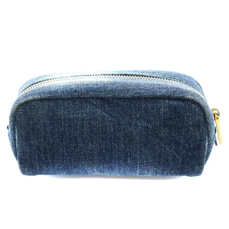プラダ PRADA デニムポーチ ロゴ プレート 紺 ネイビー 1NA175 /KP プラダ PRADA デニムポーチ ロゴ プレート 紺 ネイビー 1NA175 /KP