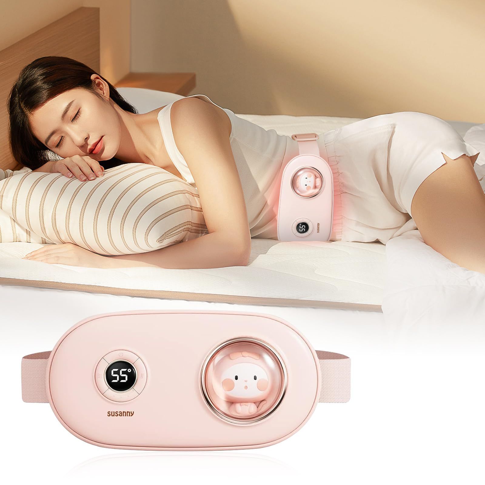 pulino 腰 ホットベルト 温熱ベルト 腹部 5種類調節 3段階ヒーター 暖房用品 子 宮ホットベルト 電熱式 USB充電式 寒さ対策 携帯便利 自宅用 職場用 誕生日 プレゼント 女性 日本語取扱説明書付き