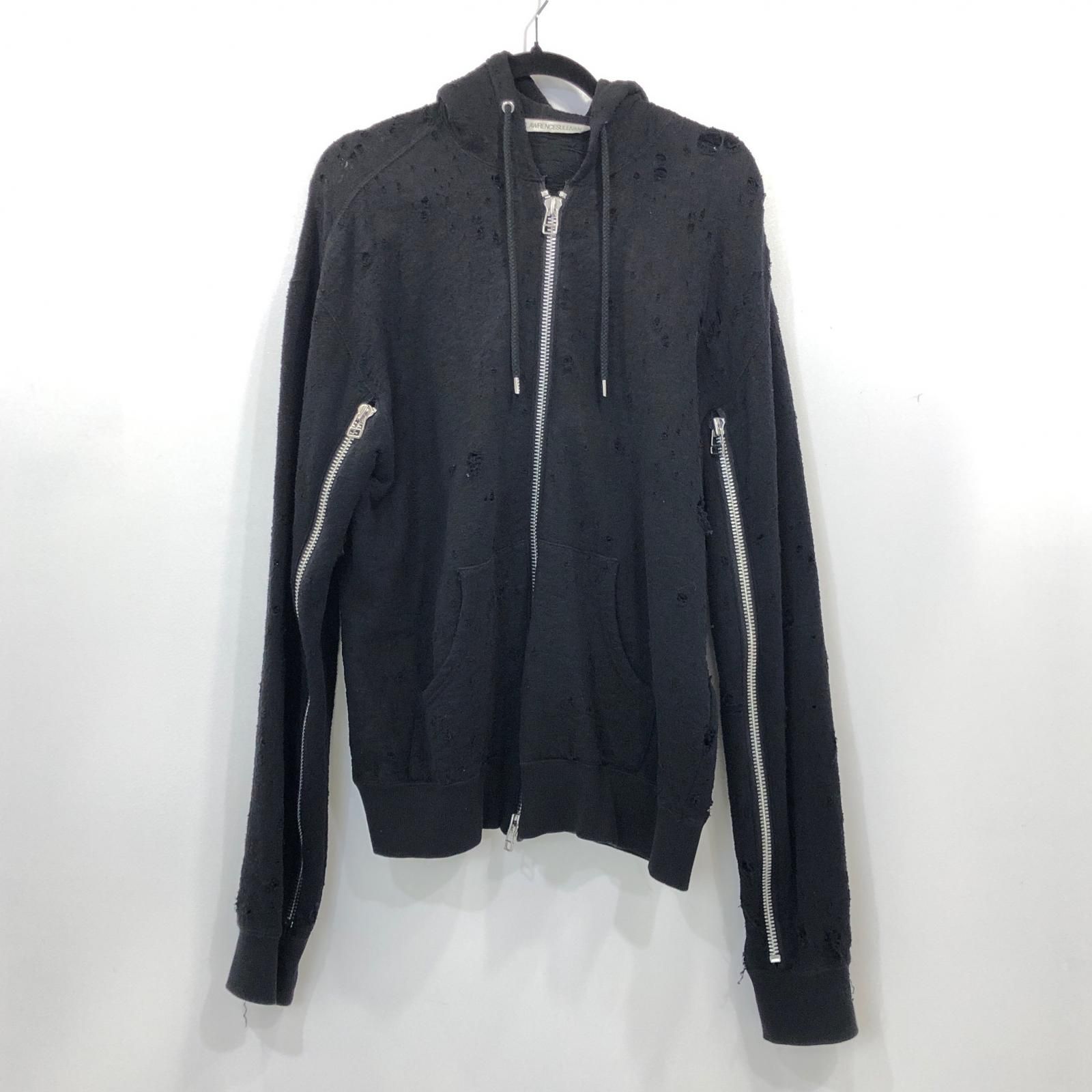 姫路東店 JOHN LAWRENCE SULLIVAN | ジョンローレンスサリバン パーカー DAMAGED SWEAT ZIPPED HOODIE 5A001-0420-30 ブラック サイズ S 104