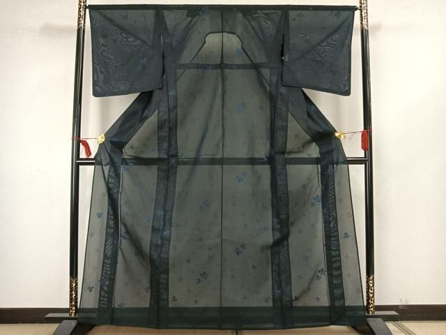 平和屋着物＊夏物 小紋 絽 舞花文 正絹 逸品 AAAY0565sx