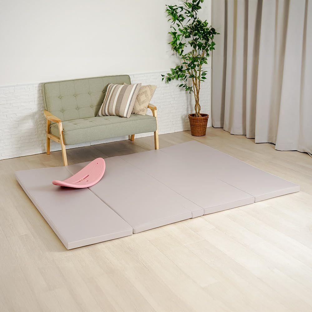 未開封品 アンジュスマイル 折りたたみ プレイマット 200×140 厚み4cm|グレー 溝ができないシームレス
