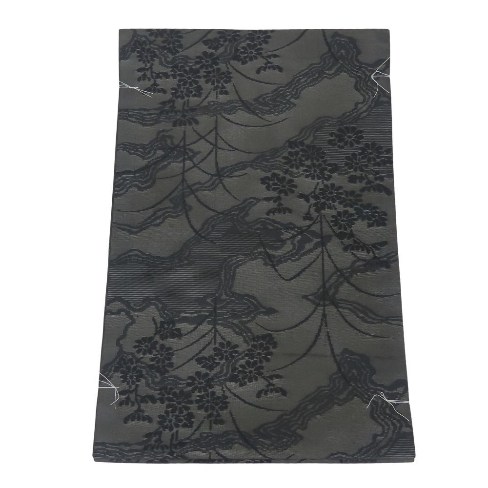 名古屋帯 京袋 夏物 ポリエステル ブラック しつけ糸あり 喪服用 紗京袋帯 和装 呉服 和服 きもの レディース 女性