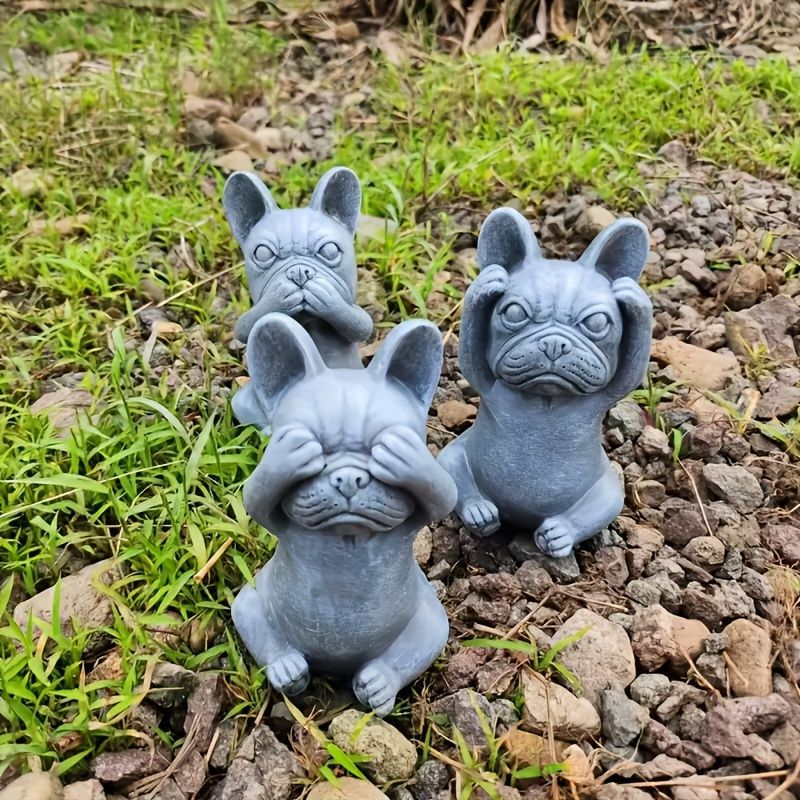 置物 樹脂工芸品 フレンチブルドッグ 見ない 聞かない 言わない 見ざる