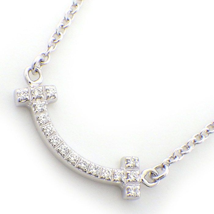 Tiffany 极美品 フルダイヤモンド・ミニスマイルネックレス Tiffany & Co. - TIFFANY ネックレス スマイルミニネックレス