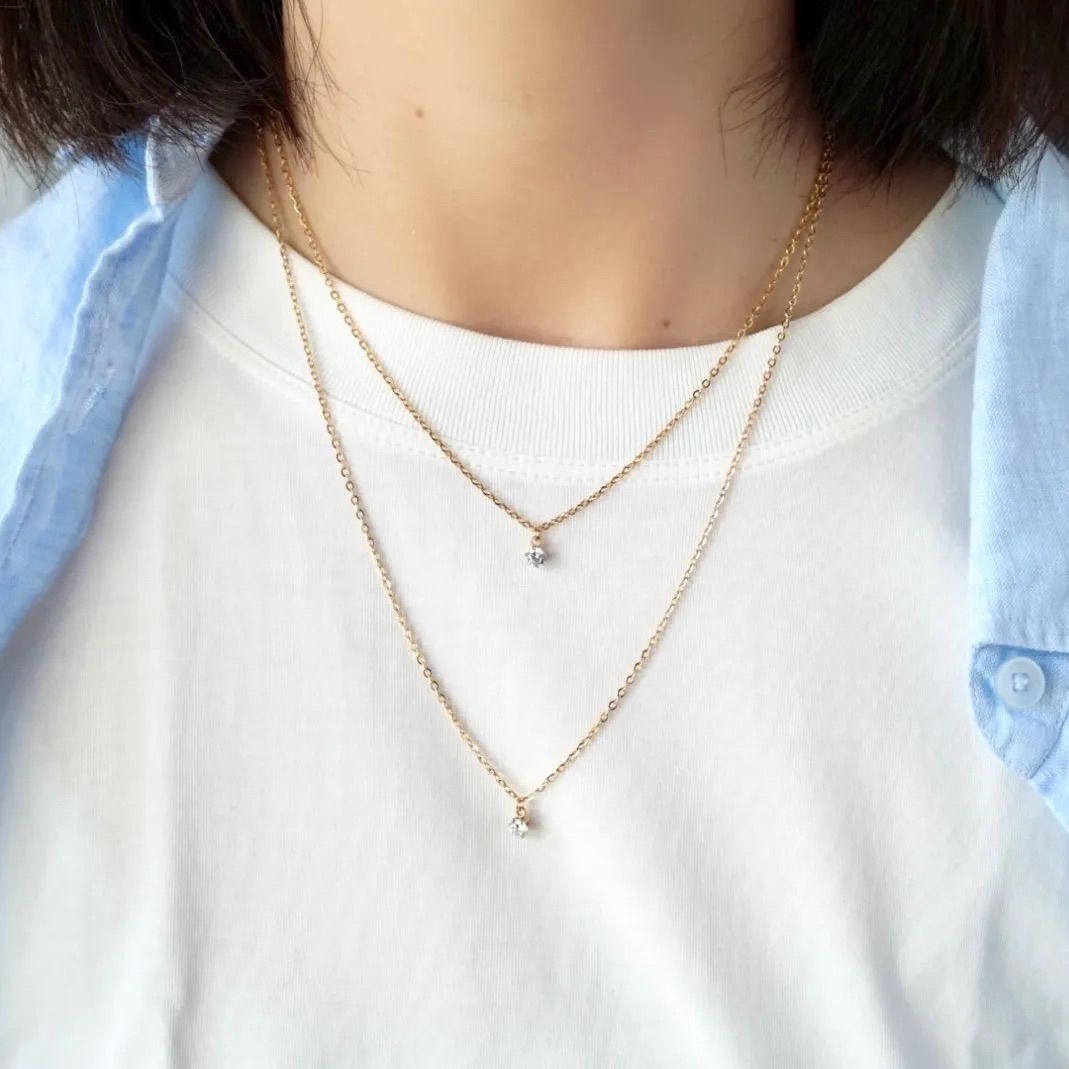 ete エテ　キュービックジルコニア　ネックレス　ゴールド つけっぱなしok! キュービックジルコニアのネックレス ete agete