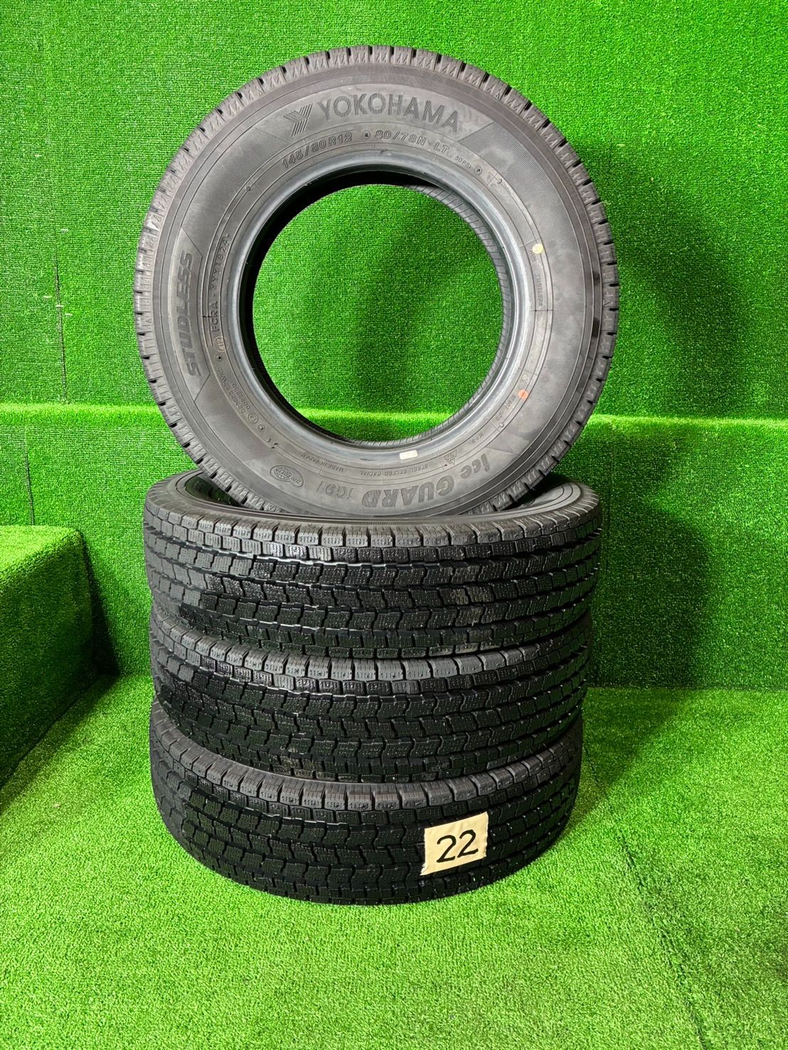 YOKOHAMA iceGUARD iG91 145|80R12 80|78N LT スタッドレス 4本セット 溝高9.06mm 20 軽バン用