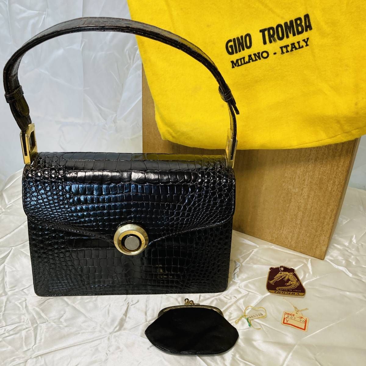 Gino Tromba ジーノトロンバ クロコダイル ワニ革 ハンドバッグ バッグ