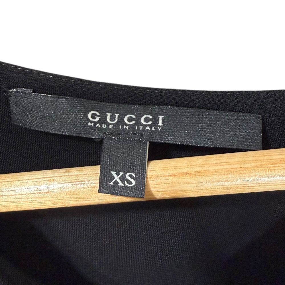 美品 GUCCI グッチ ドレープ ひざ丈 ノースリーブワンピース ドレス XS  