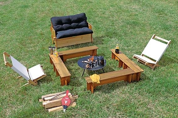 キャプテンスタッグ CSクラシックス ファイヤー＆グリル テーブルセット 6p UP-1048 木製 おしゃれ アウトドア 組立自由 OLIVEOS_COM_TR