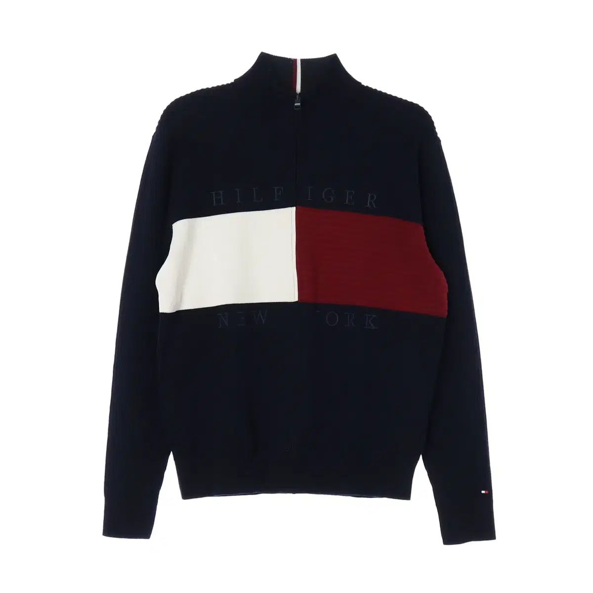 XXL Tommy Hilfiger トミーヒルフィガー ネイビー ロゴ ジップアップ カーディガン ジャケット
