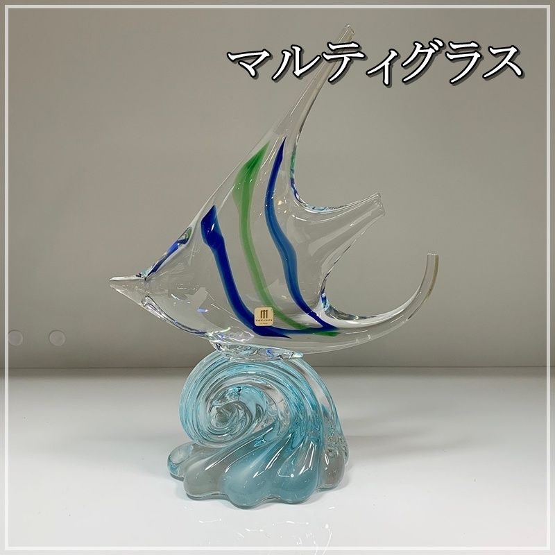 レトロ MultiGlass マルティグラス 魚 高さ27cm ガラス 置物 フィッシュ 熱帯魚 エンゼルフィッシュ サカナ かわいい ガラス細工  ブルー 青 クリスタルガラス【RU0119-10】 - メルカリ