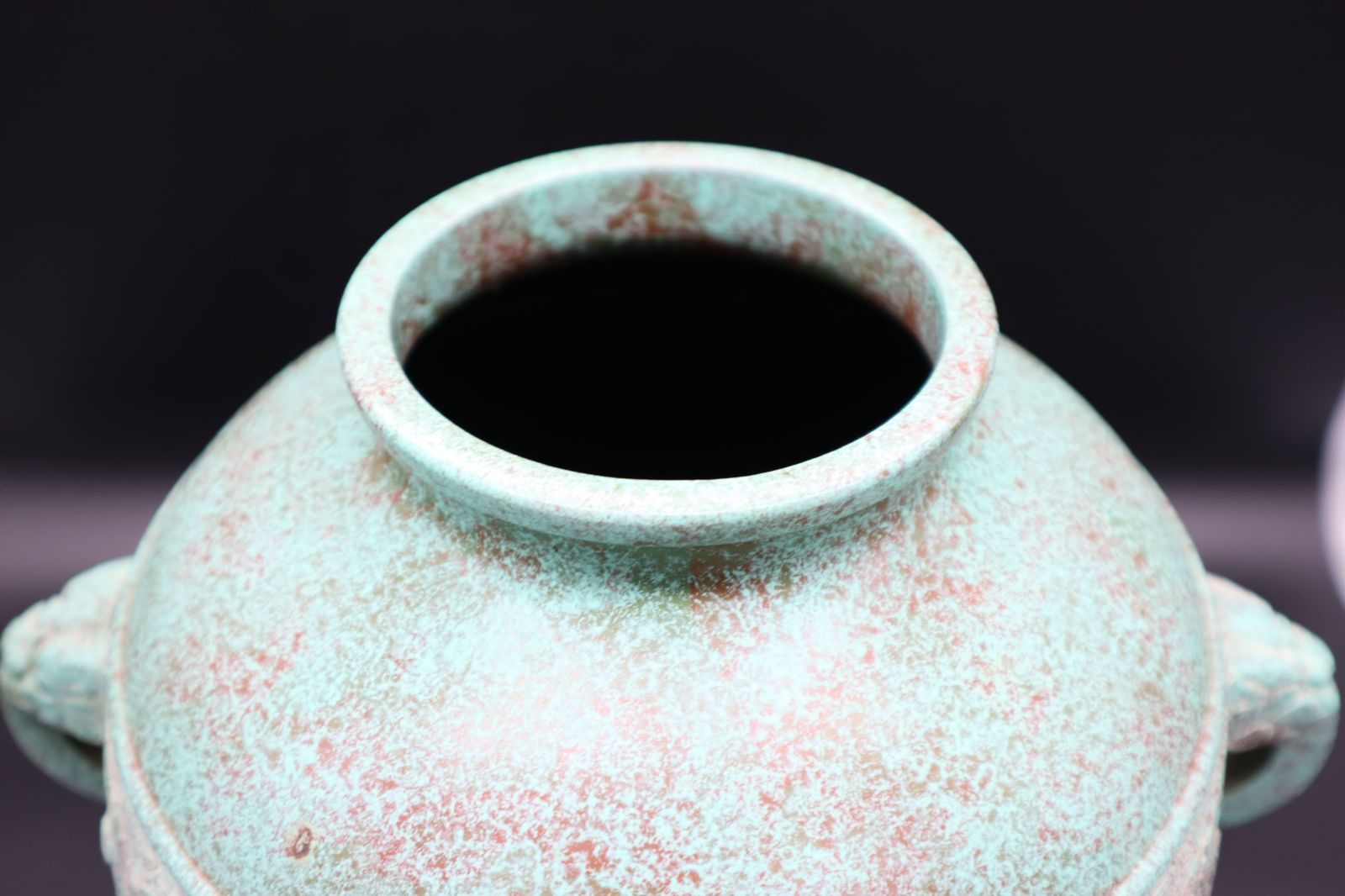 △ ｜青銅花瓶 花器 義次造｜ 共箱 青銅 器｜アンティーク 銅造 骨董
