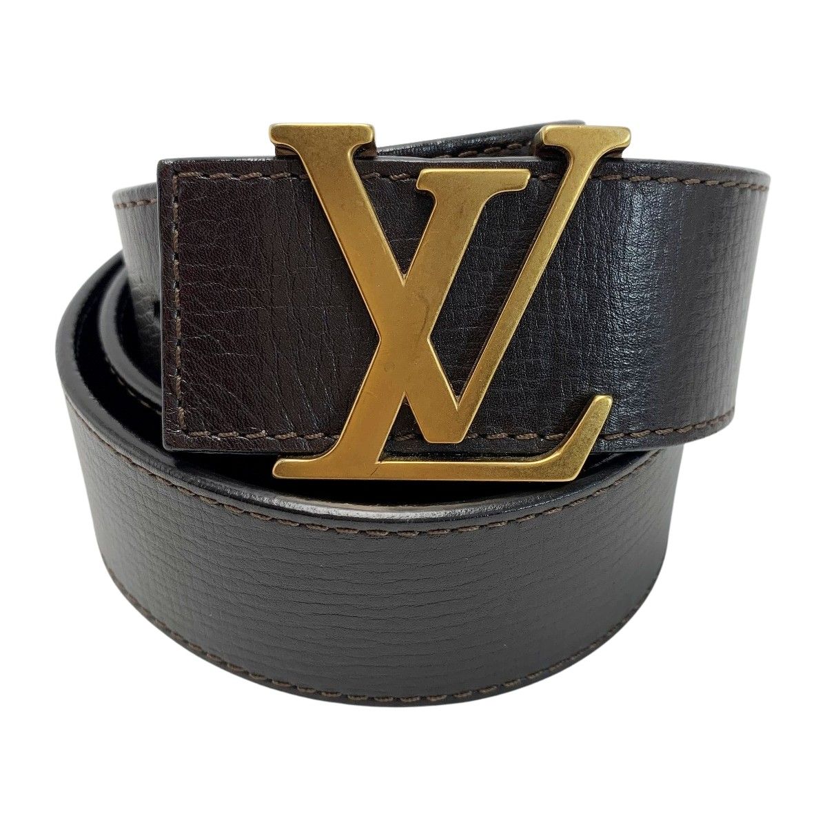 美品LOUIS VUITTON レザー ベルト ブラウンモノグラム　リバーシブル ベルト・LV イニシャル 30MM リバーシブル モノグラム｜ルイ