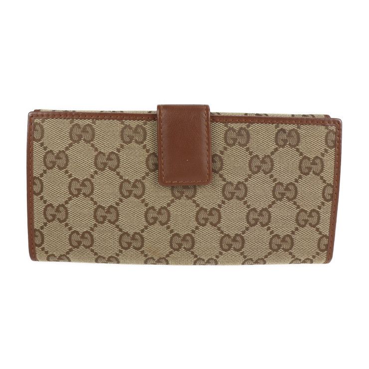 GUCCI グッチ 二つ折り財布 181593 GGキャンバス レザー ブラウン 