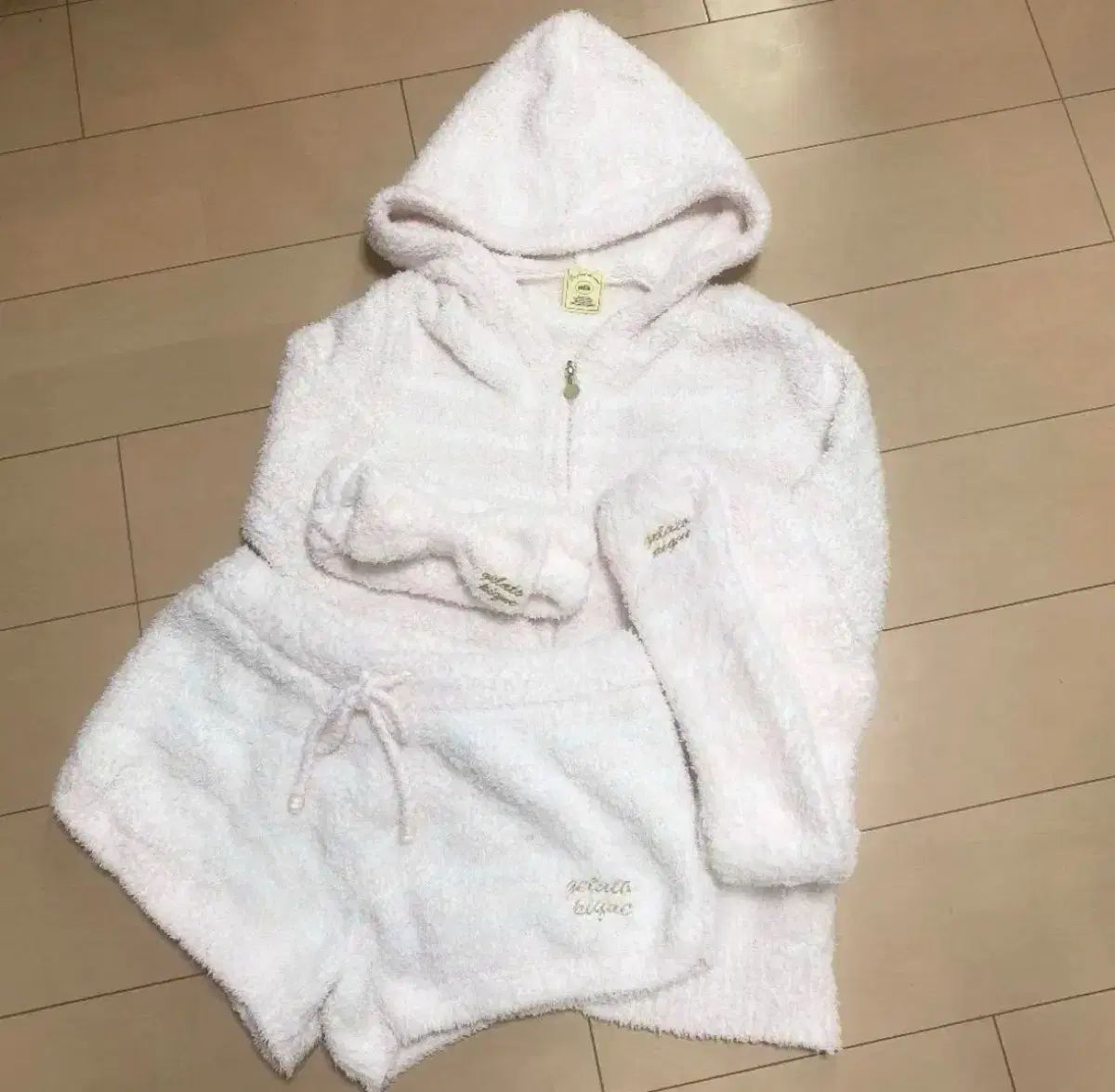 ジェラートピケ ピンク ストライプ セットアップ ニーハイソックス ハーフパンツ ヘアバンド