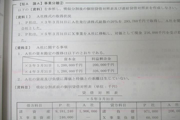 TAC 公認会計士 会計学 財務会計論【計算】 トレーニング/シート