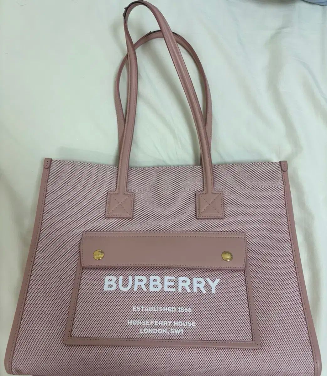 Burberry バーバリー ピンク キャンバス スモール フレイア トートバッグ