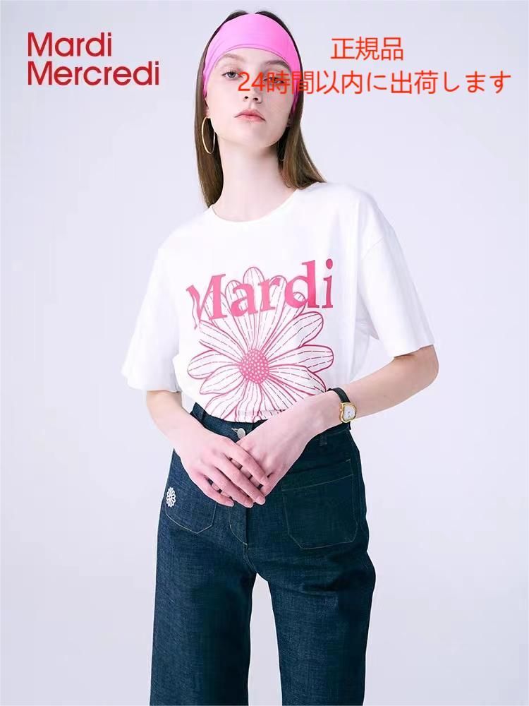 マルディメクルディ 新作Tシャツ mardi mercredi ホワイトピンク - www