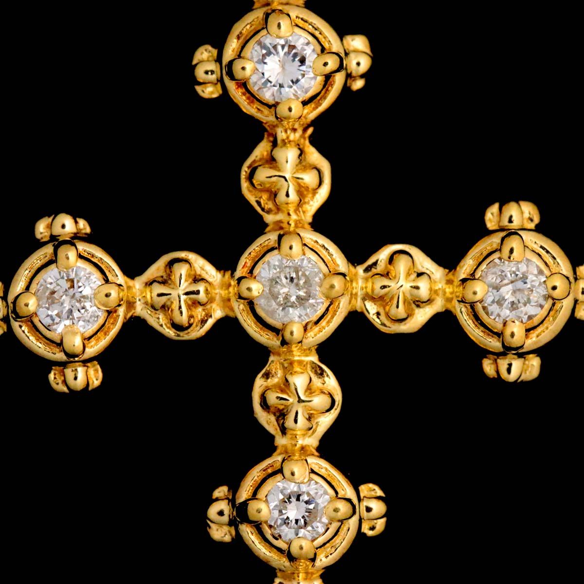 アーカー AHKAH ダイヤ 0.22ct ネックレス 45cm K18 YG イエローゴールド 750 クロス Cross Necklace 90235182