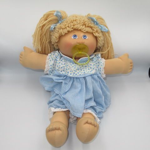 80's Cabbage Patch Kids Girl Gingham Check Dress Baby Baby Dress Up Doll Figure Doll Plush
