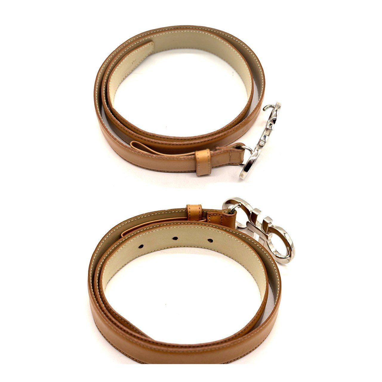 美品 サルバトーレフェラガモ ダブルガンチーニ シルバーバックル ベルト サルバトーレフェラガモ Salvatore Ferragamo ベルト ダブル