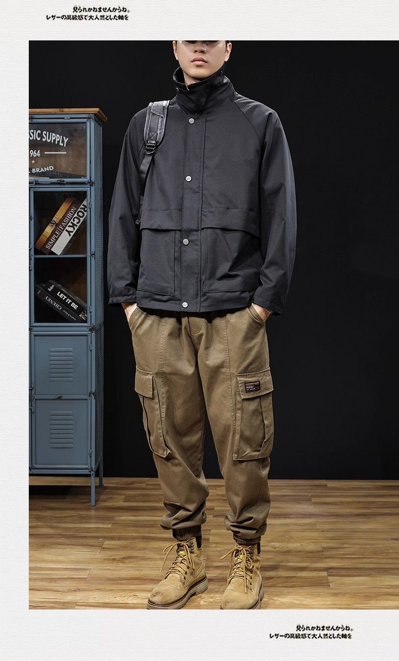 メンズ秋用デニムジャケット ワーク風 ヴィンテージ カジュアル 襟付き M〜4XL ブラック ブルー ブラウン