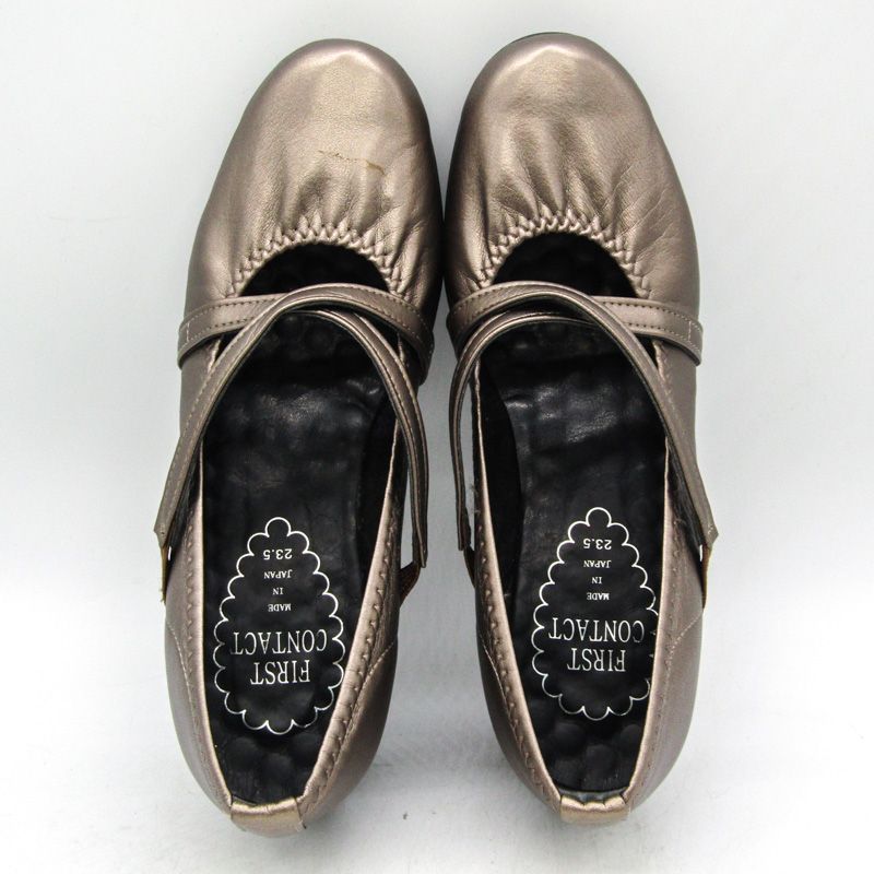 ファーストコンタクト パンプス ラウンドトゥ ブランド シューズ 靴 日本製 レディース 23.5サイズ ブロンズ FIRST CONTACT 【中古】