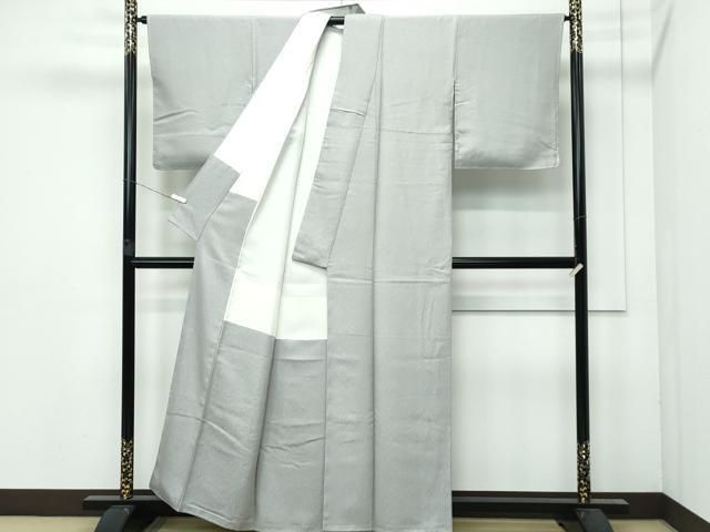 平和屋着物■極上　染色家　岸上純平　色無地　絹鼠色　菱地紋　数珠　逸品　未使用　CZAA3167s5 平和屋着物□極上 染色家 岸上純平 色無地 絹鼠色 菱地紋 数珠 逸品 未