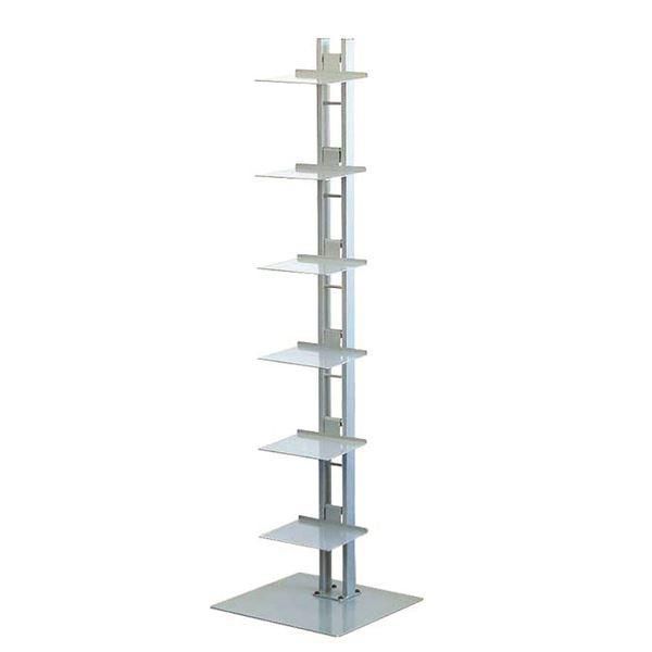 タワーシェルフ/収納棚 〔シルバー〕 幅35cm×奥行33cm×高さ130cm 日本製 スチール製 棚板6枚付き〔代引不可〕