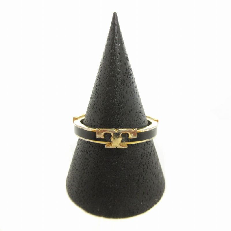 トリーバーチ ゴールド ブラック 黒 金色 リング 指輪 トリーバーチ TORY BURCH セリフT 指輪 リング 黒 ブラック