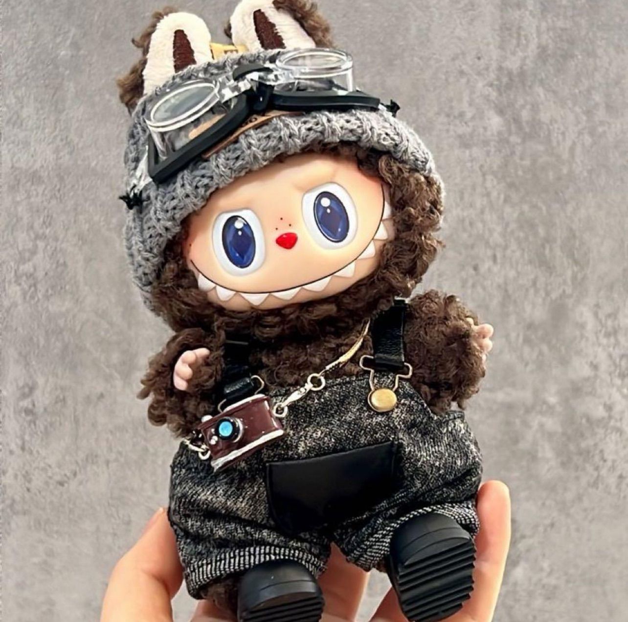 LABUBU ぬいぐるみ オーバーオール labubu ラブブ ぬいぐるみ着17cm オーバーオール着せ替え服 5点
