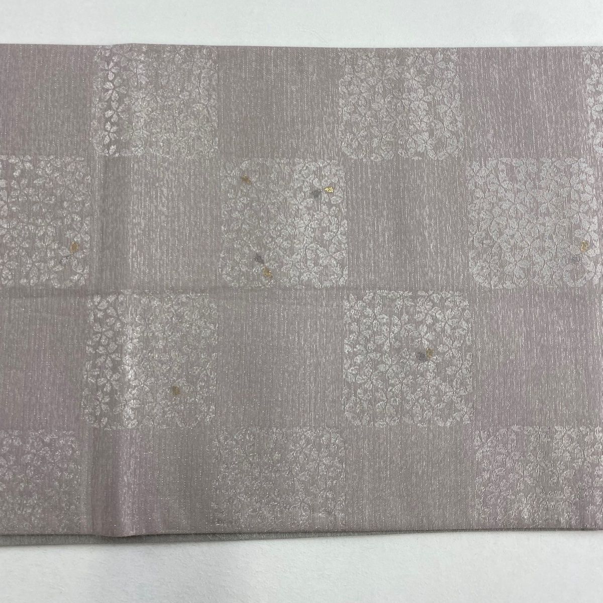 袋帯 美品 名品 となみ織物 落款 リバーシブル 夏帯 市松 桜 箔