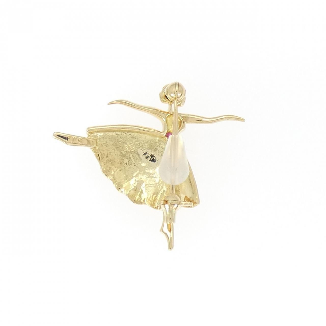 【広告期間限定！】 K18YG ルビー ブローチ 0.04CT 満足