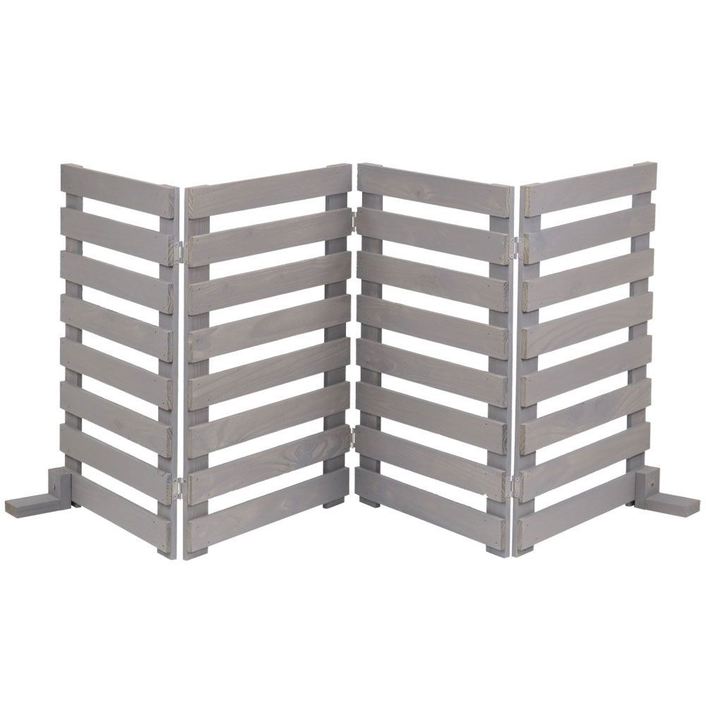 折りたためるウッドフェンス160(横ボーダー)161.5×22×61・グレー（天然木）