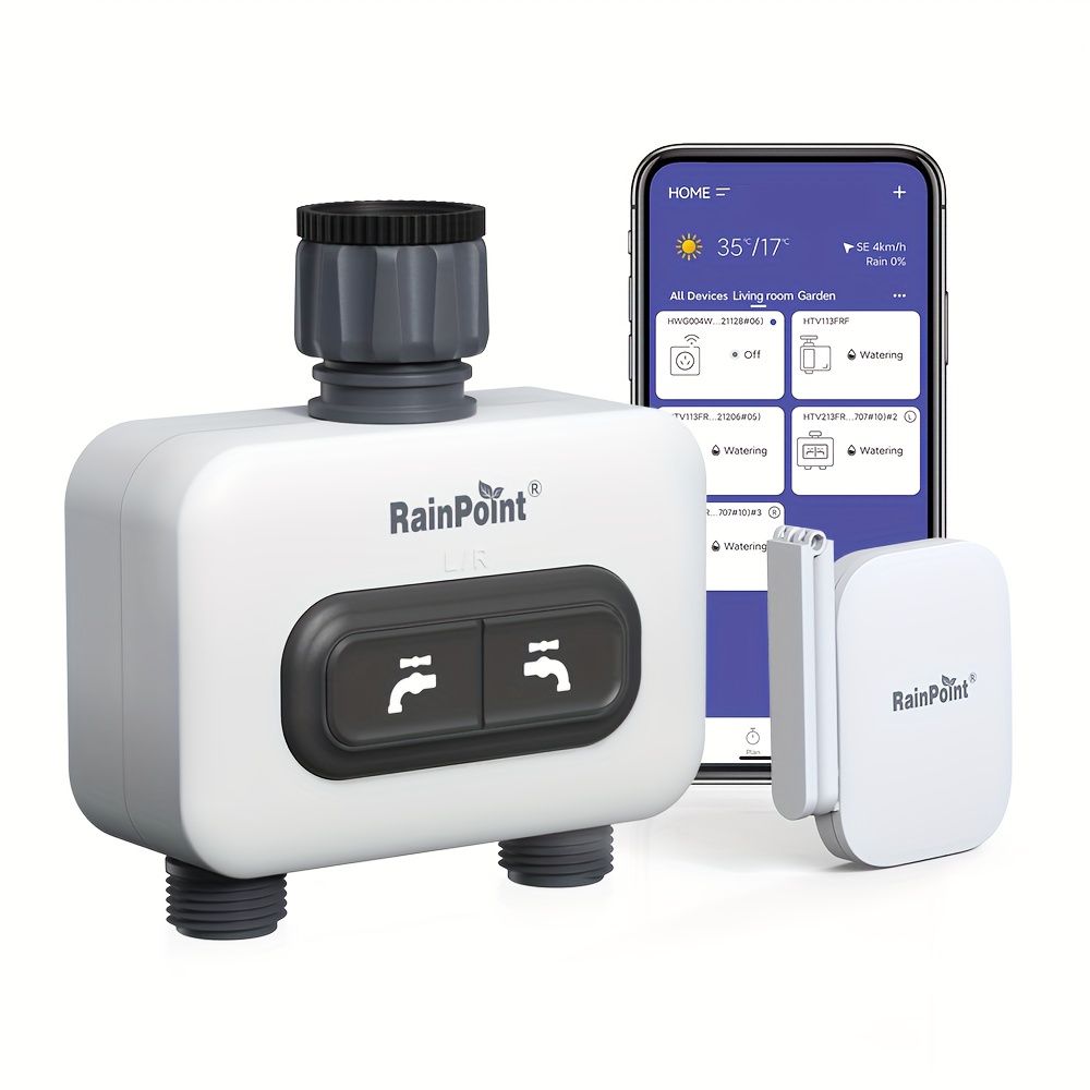 新着商品 ガーデンホース用WiFi 2ゾーンスプリンクラータイマー スマートホース蛇口タイマー 自動灌漑システムコントローラー 2.4GHz WiFi音声制御対応庭園水やりセットLlr