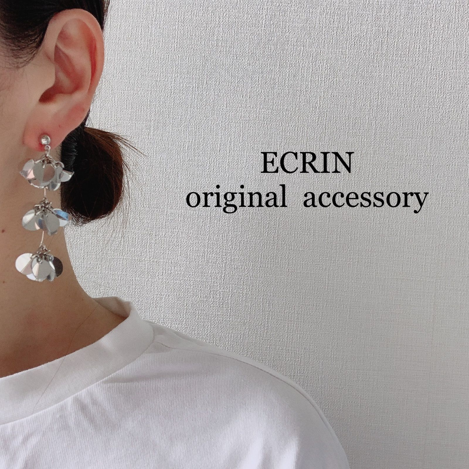 1249】シルバー スパンコール ハンドメイド アクセサリー ピアス 