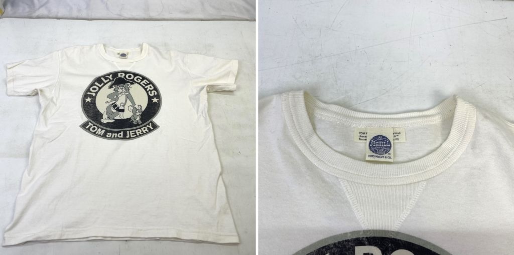 トイズマッコイ マッコイ 半袖 Tシャツ L ジョリーロジャース エアパイレーツ  01w-0101 TOY\u0027S McCOY トイズマッコイ TOM＆JERRY トムとジェリー JOLLY ROGERS 半袖Tシャツ オフホワイト  Lサイズ メンズ 半袖Ｔシャツ コットン TMC1818 中古品