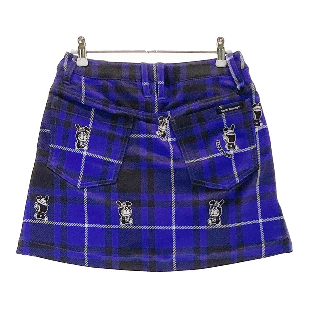 サイズ 0 JACK BUNNY ジャックバニー ×Fujiko-Pro ドラえもん インナー付 ストレッチスカート チェック柄 パープル系 240101527337 ゴルフウェア レディース ストスト