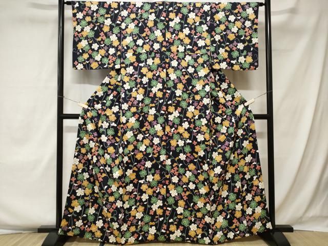 平和屋着物□上質な小紋 草花文 暈し染め 正絹 逸品 DAAY3748cd 平和屋