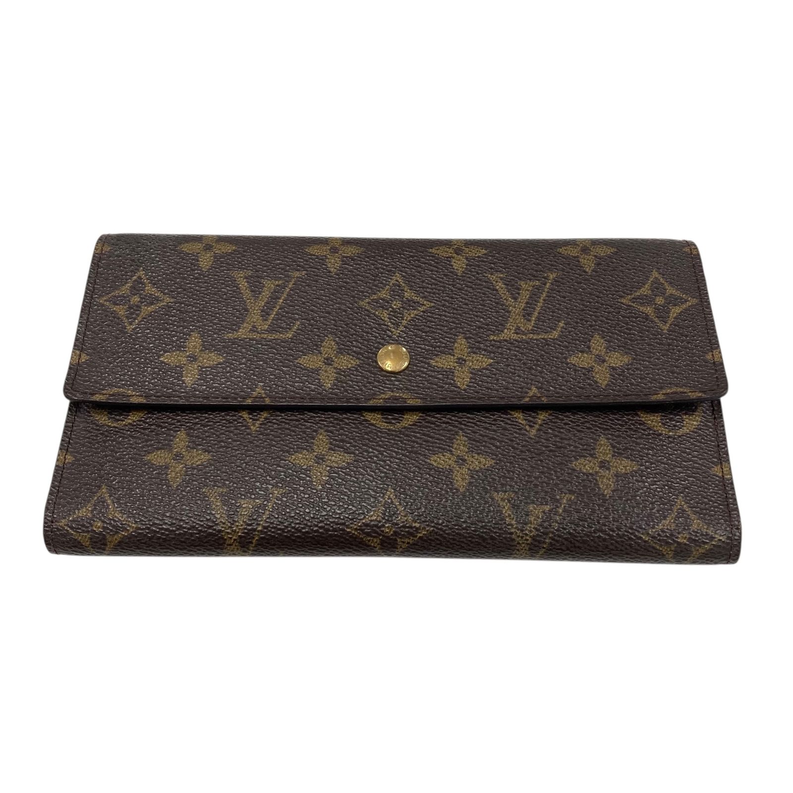 真贋判定済 LOUIS VUITTON ルイヴィトン ポルトフォイユインターナショナル M61217 モノグラム×G金具 長財布 B04203M3EU